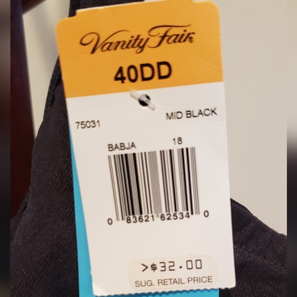 Vanity Fair black full figure underwire bra, size 40DD - NEW - Picture 5 of 8